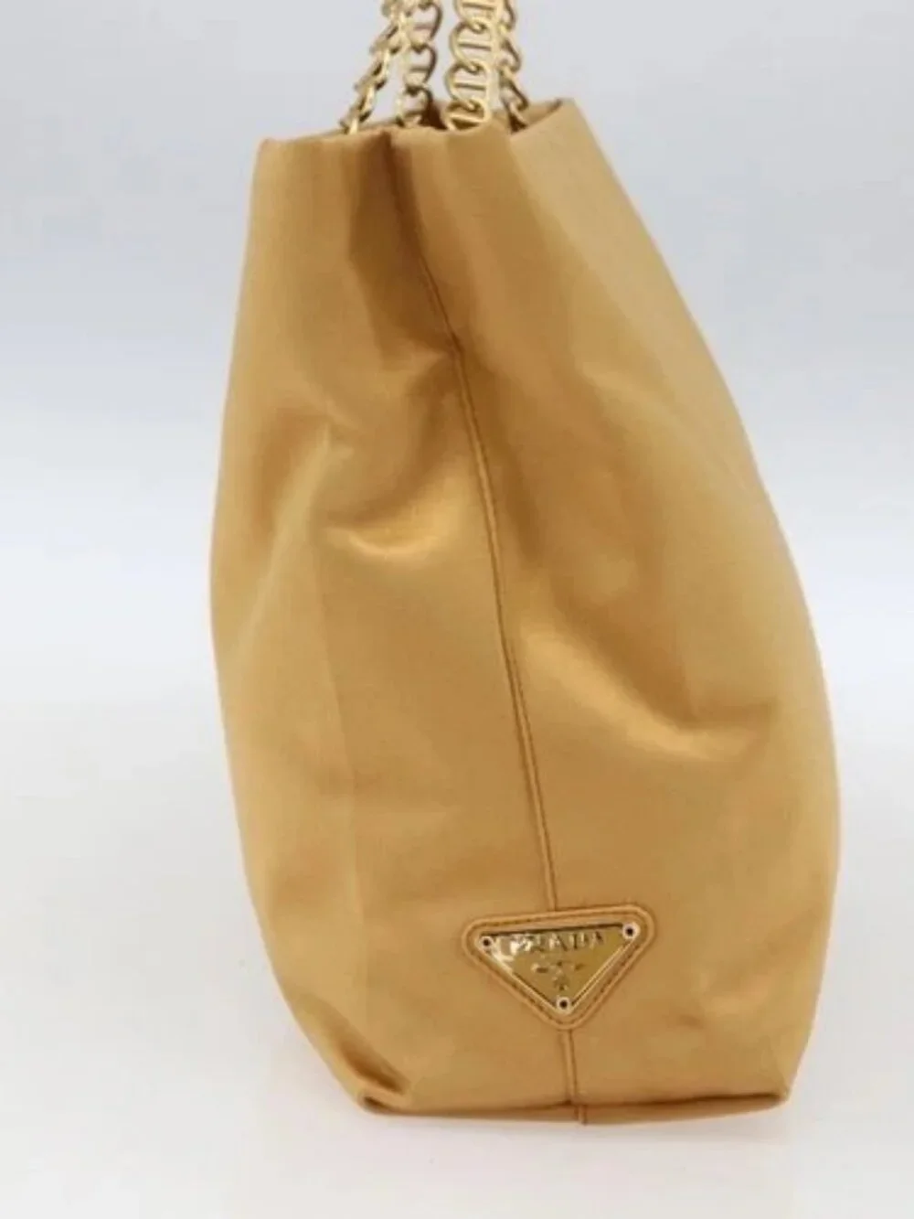 PRADA Chain Hand Bag Satin Gold Auth 170010 - Picture 3 of 16